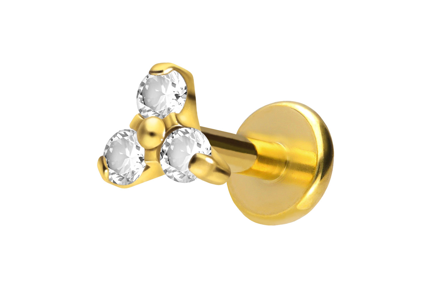 Titan Labret Piercing mit Push Fit KRISTALLBLUME